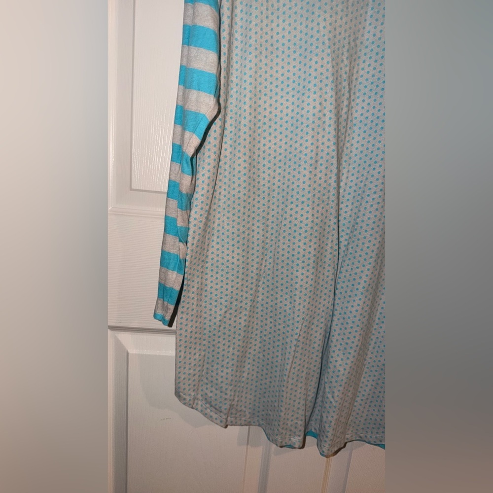 Victoria’s Secret Sleepwear XL Blue Polka Dot Lounge Pajama Soft Cozy Nightshirt - Picture 4 of 7